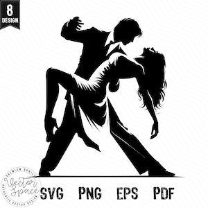 Dancing Couple SVG, Ballroom Dance, Tango Dance, Dancer Laser Cut Vector PNG Clipart Cut Files Engraving