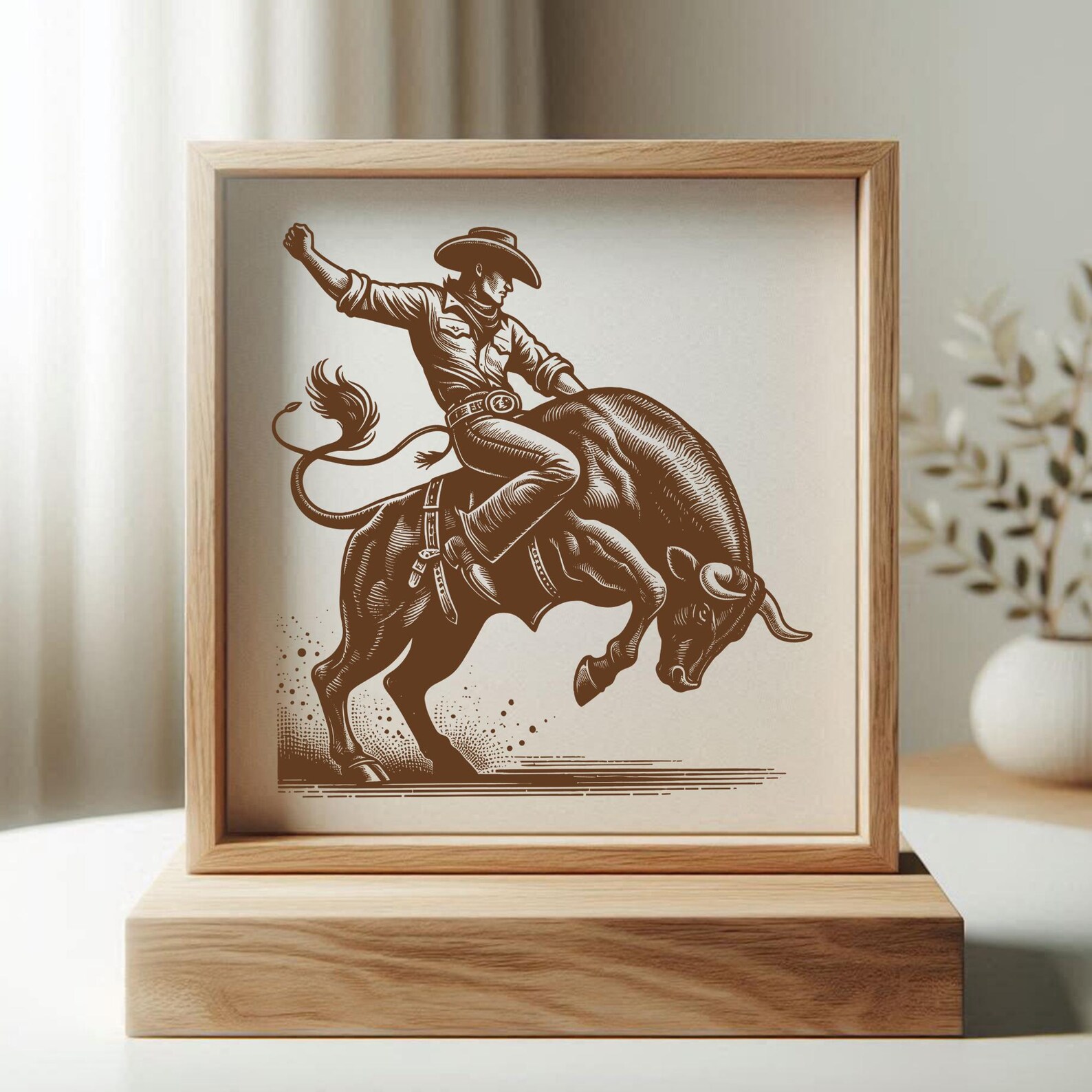 Cowboy Bull Riding Illustration Vector, Bucking Bull Rodeo, Bull Riding ...