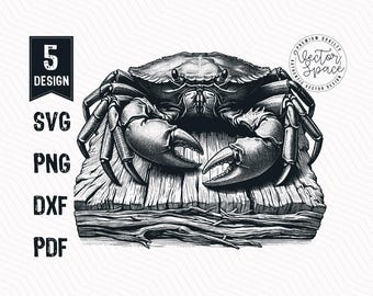 Crab SVG Vector Bundle, Seafood SVG, Marine, Ocean Life, Hermit Crab Laser Cut Vector PNG Clipart Cut Files Engraving