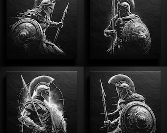 Spartan Warrior Slate Engraving Art: Helmet, Shield PNG (Digital Download)