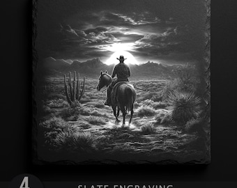 Cowboy Sunset Engraving Bundle: Western Horse PNG Laser Files (Digital Download