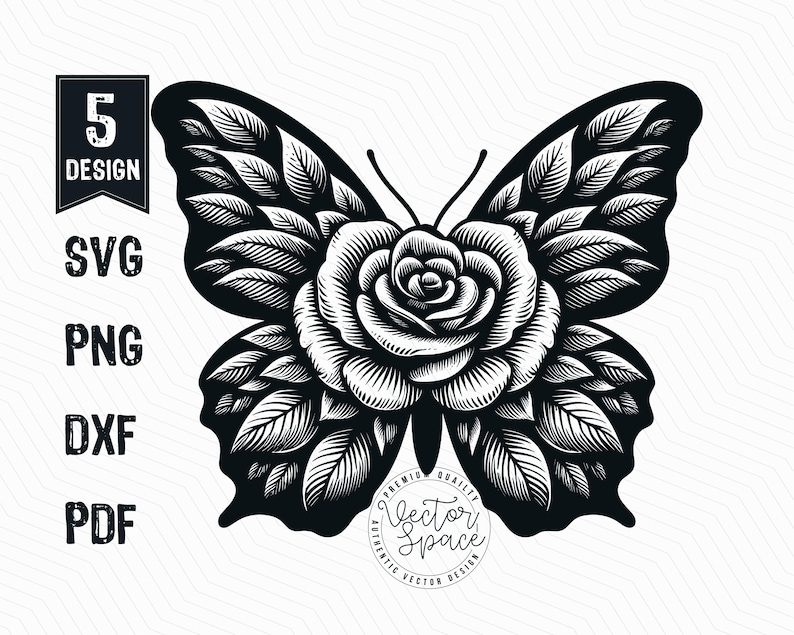 Buttefly Dxf Roses Butterfly Vector Illustration, Butterfly SVG, Floral Butterfly ...