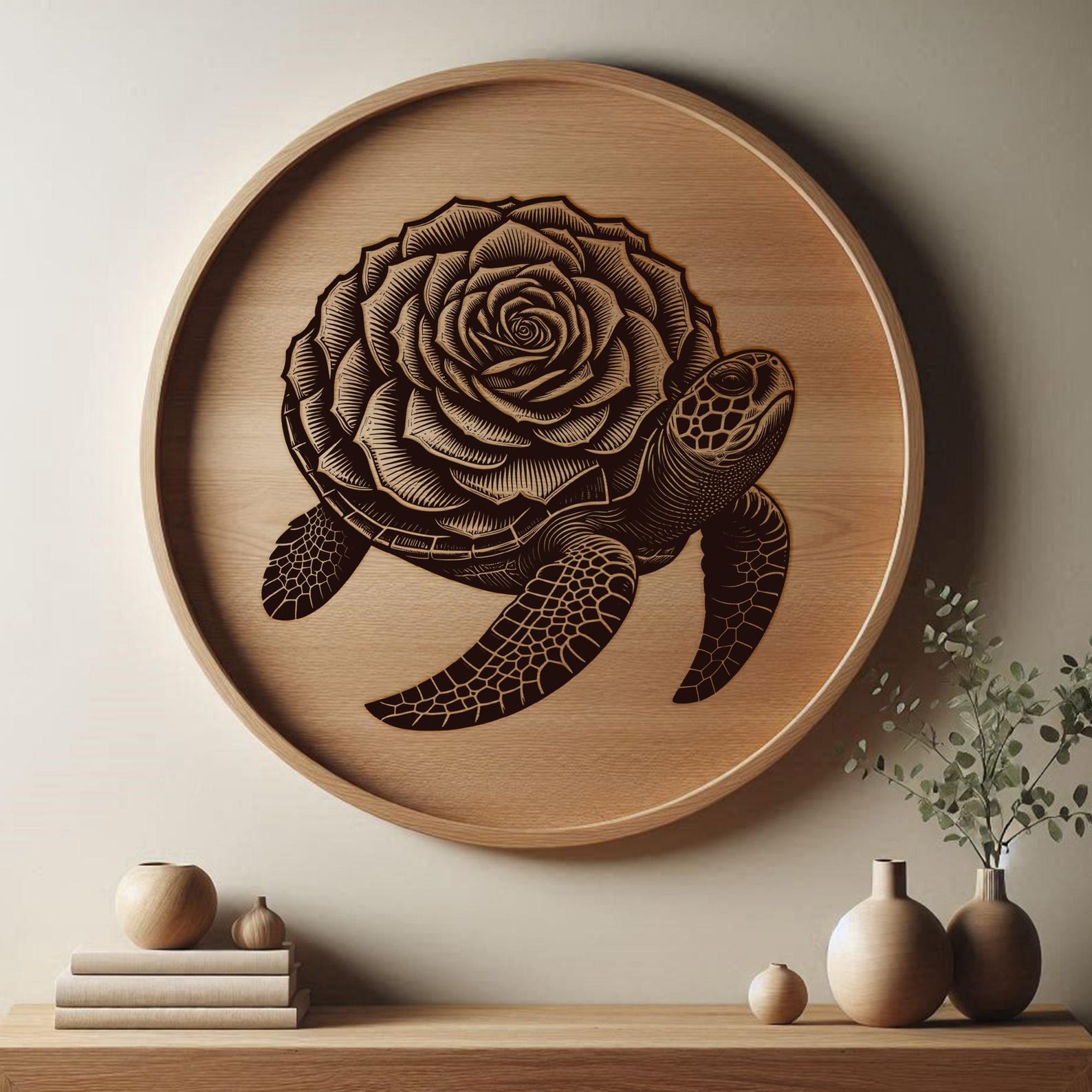 Turtle Roses Vector Illustration, Floral Turtle SVG, Turtle Flower Rose ...