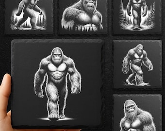 Bigfoot Laser Engraving PNG Bundle: Slate Coaster Designs (Digital Download)