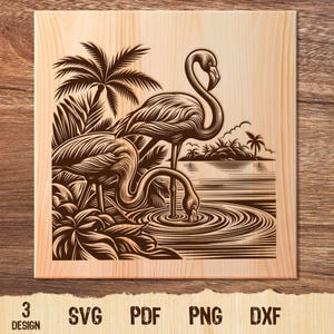 Flamingo Illustration Vector, Tropical Flamingo Bird SVG, Flamingo Vector PNG Clipart Cut Files Engraving Silhouette