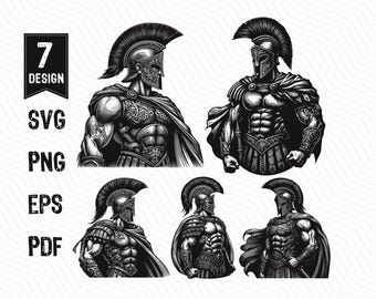 Sparta Krieger SVG, Spartanischer Held, Gladiator Spartan, Spartanischer Held, Steampunk SVG PNG Clipart Cut Dateien Gravur Silhouette