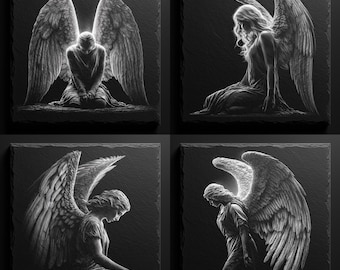 Fallen Angel PNG Bundle: Gothic Laser Engraving Clipart (Digital Download)