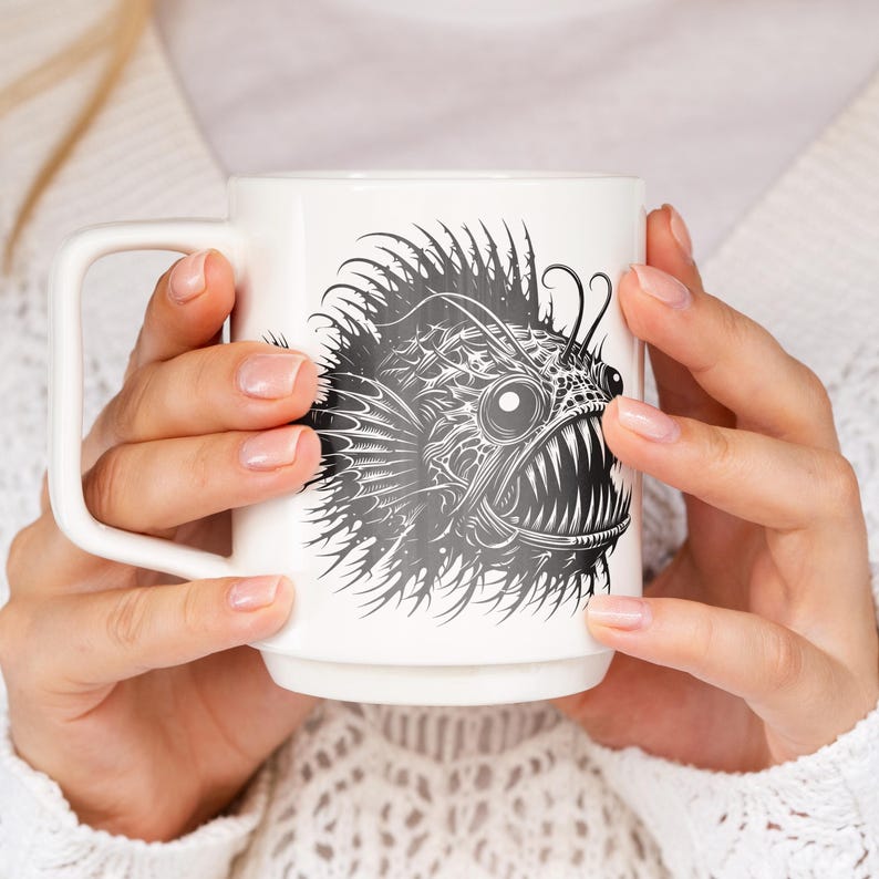 Anglerfish SVG, Angry Fierce Anglerfish Svg, Monster Fish, Bone ...