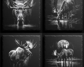 Moose PNG Bundle: Rustic Wildlife Laser Engraving Files (Digital Download
