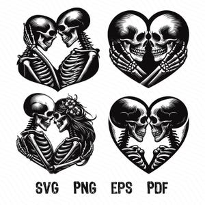 Skeleton Love SVG, Weeding Skeleton, Skull Love Sign, The Lovers, Skull Skeleton, Romantic SVG PNG Clipart Cut Files Engraving Silhouette