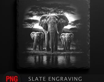 Elephant Engraving PNG: Wildlife Laser Cut File (Digital Download)
