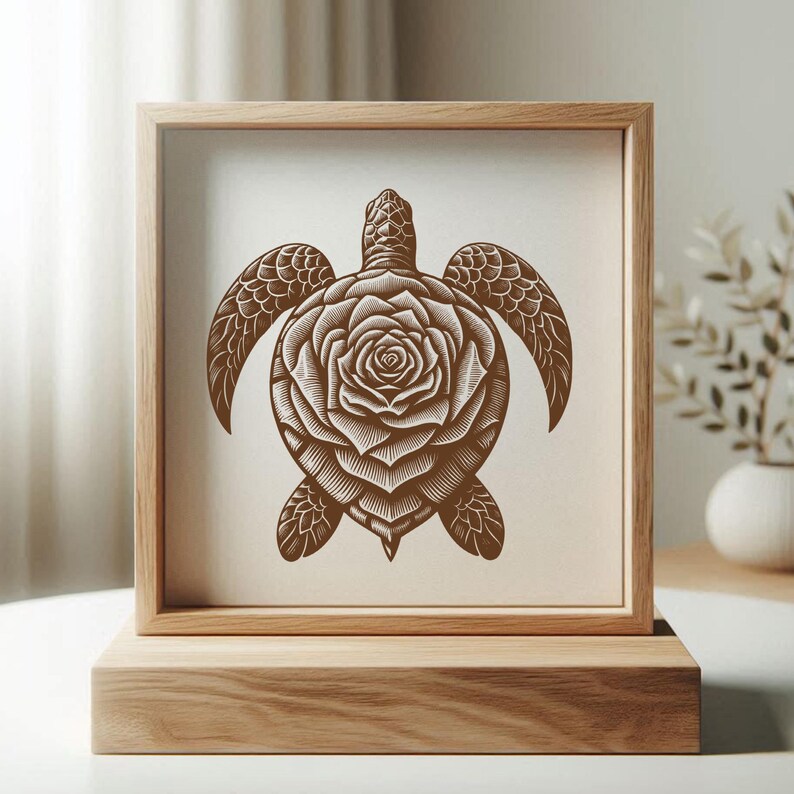 Turtle Roses Vector Illustration, Floral Turtle SVG, Turtle Flower Rose ...