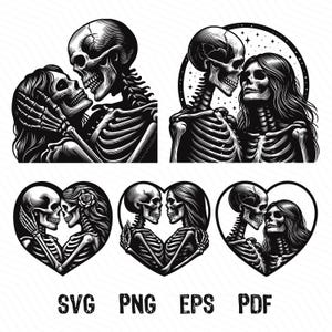 Skeleton Love SVG, Skeleton Couple, Weeding Skeleton, Romantic Skull Skeleton, Skull Skeleton SVG PNG Clipart Cut Files Engraving Silhouette