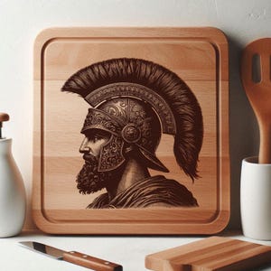 Spartan Warrior SVG | Greek Soldier Head Clipart | Ancient Helmet Engraving PNG Svg EPS Pdf | Spartan Silhouette for Laser, Cricut, Tattoo