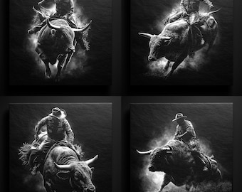 Bull Rider Laser Engraving Design: Wild West Rodeo Art (PNG Digital Download)