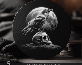 Raven Skull Gothic Laser Engraving Bundle: Dark Crow Art PNG (Digital Download)