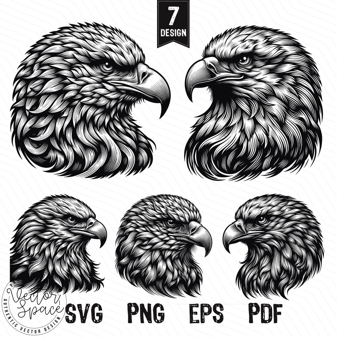 ワシの頭のSVG、ワシの束、ワシの顔、アメリカワシ、ワシの鷹のレーザーカットSVG PNGクリップアートカットファイル彫刻シルエット - Etsy 日本, image size:1080x1080