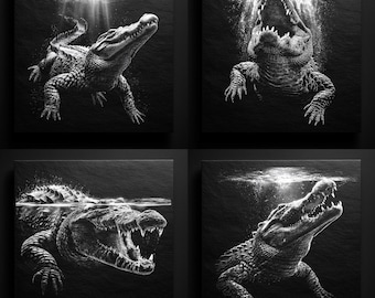 Crocodile Slate Engraving Art: Wildlife Laser Cut Files (Digital Download, PNG, 3000px, 300 DPI)