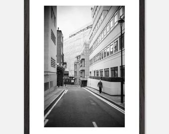 London Street Photography Print: Black and White Semi-Glossy Wall Art