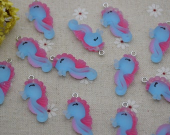 10 Resin Adorable Hippocampus Charms Earring Necklace Bracelet Bead Pendants DIY Jewelry Decoden Cabochon Keychain Accessories 33x16mm