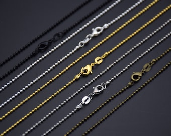 5 ball chain necklace with lobster clasp,1.5mm metal ball chain,bead chain,delicate chain,jewelry chain,finished chain,charm pendant chain