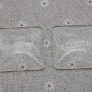 2 Square Flat Back Clear Glass Cabochon,Clear Glass Tiles,Top Quality - 50MM