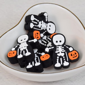 Halloween Skeleton Skull Silicone Beads,Silicone Focal Beads,Charms Beads,Crafting Supplies,Beading Supplies,Wholesale Beads,Bulk Beads DIY