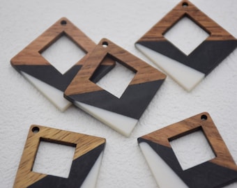 Houten Hars Rhombus Oorbellen, Sieraden Maken Ambachten, Natuurlijke Houten Oorbellen Blanks, DIY Dangle Oorbellen Charm, Houten Drop Earring Hangers