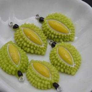 12 Cabochon in resina Durian Frutta Cabochons Charms Fai da te Artigianato Decorazione Accessorio Scrapbooking Cab Cameo Gioielli Fare 35x22mm