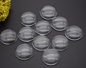 5 Round Flat Back Clear Glass Cabochon,Clear Glass Tiles,Top Quality - 35MM