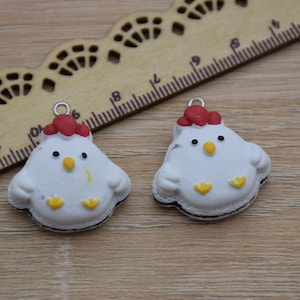10 Resin Cute Chicken Charms Earring Necklace Bracelet Bead Pendants DIY Jewelry Decoden Animal Cabochon Keychain Accessories 29x26mm