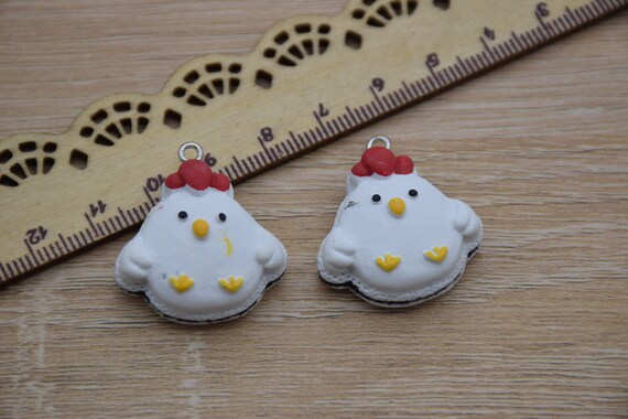 10 Resin Cute Chicken Charms Earring Necklace Bracelet Bead  display picture 2