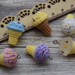12 Harz Eis Waffel Charms Ohrring Halskette Armband Bead Anhänger DIY Schmuck Süß Decoden Dessert Cabochon Schlüsselanhänger Zubehör 27x17mm
