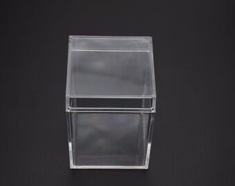 2個 60mmx60mmx80mm 正方形透明プラスチックボックス、蓋付き透明PS