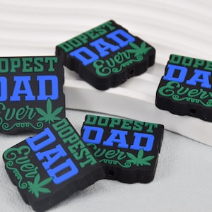 Perline in silicone per la festa del papà, perline in silicone con ciondolo a forma di papà, perline a forma di foglia di marijuana, articoli per il fai da te, articoli per perline, fai da te all&#39;ingrosso
