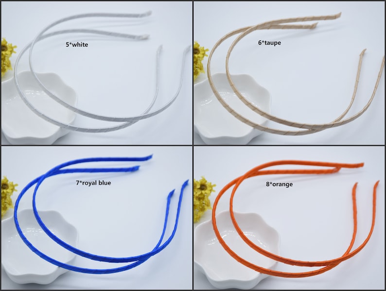 10Pieces 5mm satin wrapped headband,satin covered headband,fully lined up with a satin ribbon headband