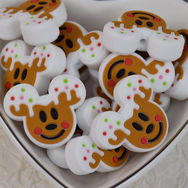 Cuentas de silicona con forma de ratón de dibujos animados, cuentas focales de silicona, cuentas con dijes, suministros para manualidades, suministros para abalorios, cuentas al por mayor, cuentas a granel para bricolaje