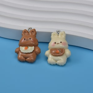 Harz Cartoon Kaninchen Anhänger, Kunststoff Häschen Charme, DIY Schmuck Zubehör, Schlüsselanhänger Ohrring Halskette Armband Dekor, Verzierungen, Ornamente