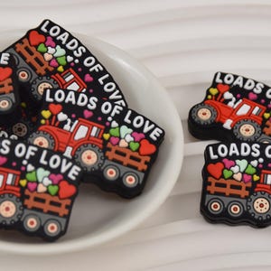 Loads of Love Silicone Beads,Valentine&#39;s Day Heart Truck Focal Beads,Charms Focus Beads,Loose Beads,Crafting Beading Supplies,Wholesale DIY