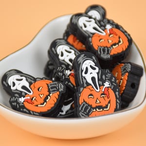 ハロウィンゴーストパンプキンシリコンビーズ、シリコンフォーカルビーズ、チャームビーズ、クラフト用品、ビーズ用品、卸売ビーズ、バルクビーズDIY