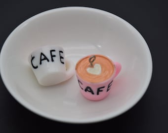 10 Resina Adorable Taza de Café Taza Charms Pendiente Collar Pulsera Cuentas Colgantes DIY Joyería Decoden Cabochon Accesorios Llavero 24x20x19mm