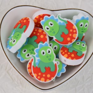 Dinosaur Animal Silicone Beads,Silicone Focal Beads,Charms Beads,Crafting Supplies,Beading Supplies,Wholesale Beads,Bulk Beads DIY