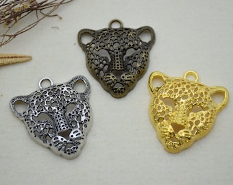 6 leopard charm pendant,animal ornament necklace charm,jewelry charm,jewelry pendant,56x50mm