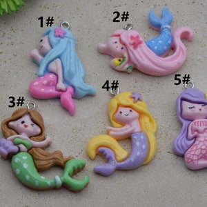 6/12/24 Resin Mermaid Princess Charms Earring Necklace Bracelet Pendants DIY Jewelry Making Supplies Keychain Decoden Accessories