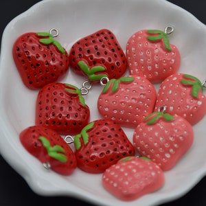 12 Resina Cabochons Fragola Frutta Piatta Schiena Cabochon Charms Fai da te Artigianato Decorazione Accessorio Scrapbooking Cabs Cameo Gioielli Fare 28x24mm