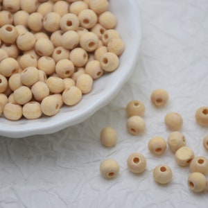Wooden Round Beads-Wooden Ball Beads-Natural Wooden Beads-Unfinished Wood Beads-DIY Charm Beads-Jewelry Wooden Findings-Round Beads