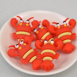 Cuentas de silicona con forma de cangrejo 3D, cuentas de langosta 3D, cuentas para pulseras, cuentas para dijes, suministros para manualidades, cuentas al por mayor para bricolaje.