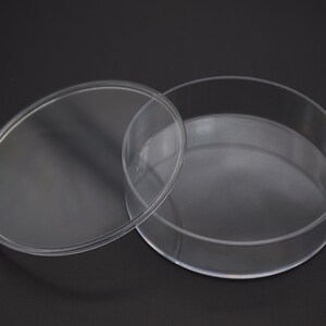 Boîte ronde en plastique transparent 72mm x 19.5mm, boîte ps transparente avec couvercle, conteneur transparent, boîtiers en plastique AB79 4 pièces