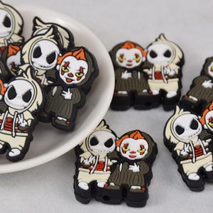 Skeleton Silicone Focus Beads,Skull Halloween Gift Focal Beads,Wristlet Beads,Charms Beads,Crafting Beading Supplies,Wholesale Beads DIY