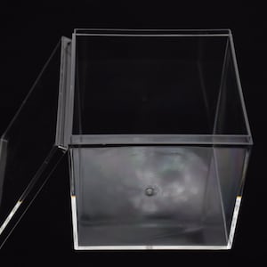Scatola di plastica trasparente quadrata da 1 pezzo 85mmx85mmx85mm, scatola ps trasparente con coperchio, contenitore trasparente, custodie in plastica AB148